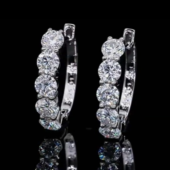 1ct. t.w. Moissanite Diamond 3mm Hoop Earrings NEW - Picture 8 of 10